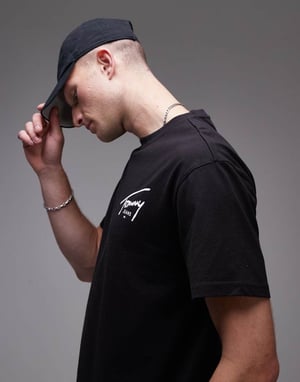 Tommy Jeans Signature logo crew neck t-shirt in black