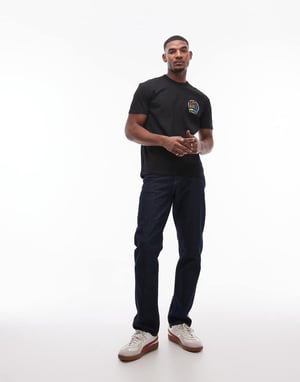 Tommy Jeans colourful crest logo t-shirt in black