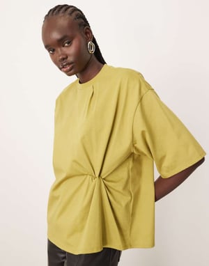 ARRANGE jersey knot detail oversized t-shirt in olive