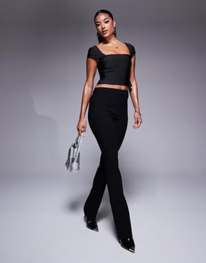 ASOS DESIGN bandage cap sleeve square neck top in black