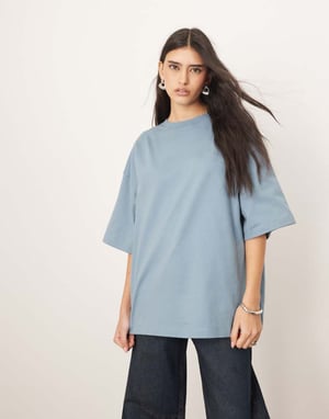 ARRANGE oversized premium heavy weight t-shirt in washed blue