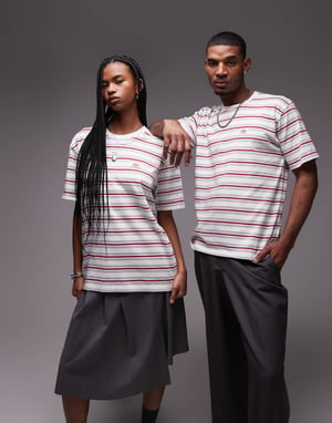Dickies lewistown striped t-shirt in off white and red