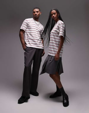 Dickies lewistown striped t-shirt in off white and red