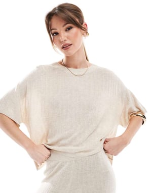 ONLY loose fit lightweight knitted top co-ord in stone