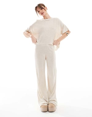 ONLY loose fit lightweight knitted top co-ord in stone