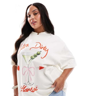 ASOS DESIGN Curve oversized T-shirt with dirty martini graphic