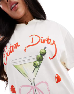 ASOS DESIGN Curve oversized T-shirt with dirty martini graphic