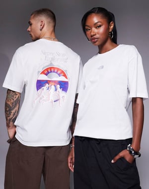 The North Face Never Stop unisex backprint t-shirt in white