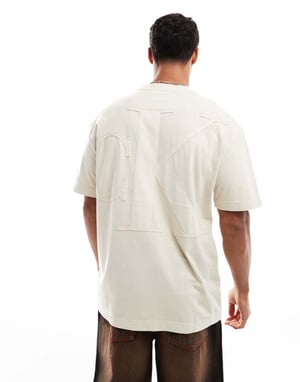 Calvin Klein Jeans large tonal applique logo backprint t-shirt in sand