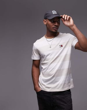 Tommy Jeans stripe t-shirt in off white