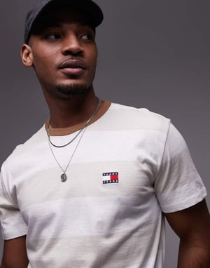 Tommy Jeans stripe t-shirt in off white
