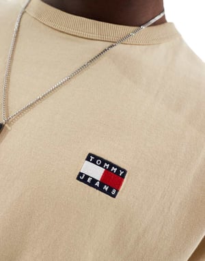 Tommy Jeans badge logo t-shirt in beige