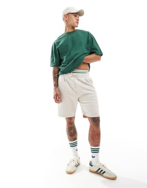Jack & Jones denim shorts med dragsko i midjan i beige
