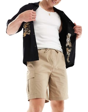 Selected Homme lösa teknik cargo shorts i beige