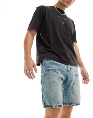 Guess Originals denim snickarshorts i midwash blå