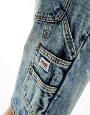 Guess Originals denim snickarshorts i midwash blå