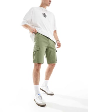 Jack & Jones 2-pack cargoshorts i grå och khaki