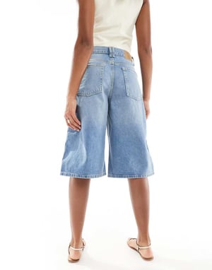 Cotton On 90s long denim short in blue haze