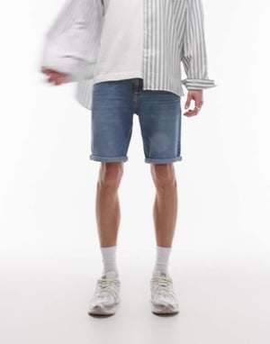 Tommy Jeans Scanton slim turn up denim shorts in medium wash
