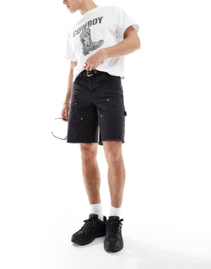 Sixth June arbetsshorts i denim i svart