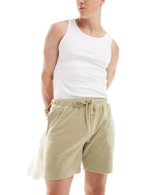 ASOS DESIGN slim handduksshorts i beige