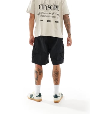 Weekday Frode avslappnade cargoshorts i svart