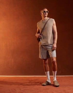 ASOS DESIGN korta byxor i blå och vit rand