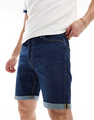 Jack & Jones avslappnade denimshorts i mörkblått