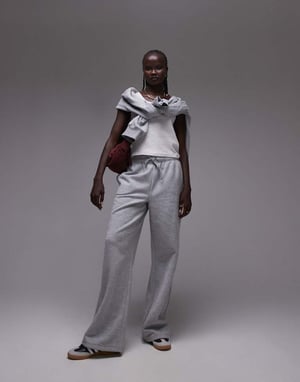 Topshop straight leg jogger in grey marl