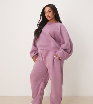 ASOS DESIGN Curve barrel leg jogger co-ord in dusky pink