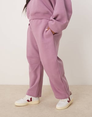 ASOS DESIGN Curve barrel leg jogger co-ord in dusky pink