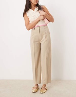 ASOS DESIGN tailored tapered trousers in stone