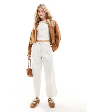 ASOS DESIGN clean waist chino in buttermilk