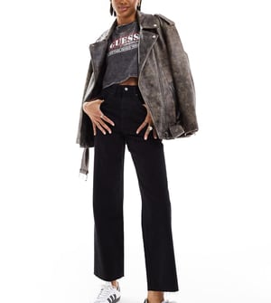 ASOS DESIGN Tall ankle grazer straight leg jean in black - BLACK