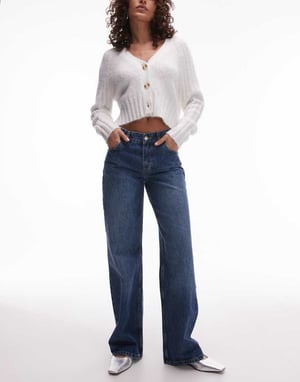 Topshop Ember low rise straight leg jean in rich blue