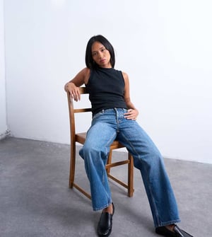 Topshop Petite Ember low rise straight leg jean in vintage blue