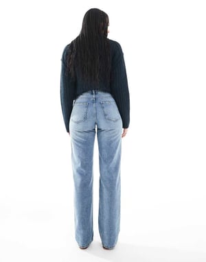 ONLY Tall Ella mid waist straight fit jeans in mid blue