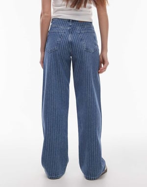 Topshop mid rise loose fit straight jean in vintage blue