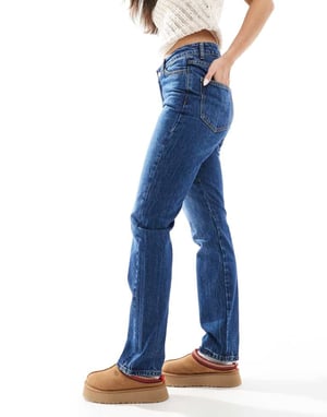 ASOS DESIGN v-waist straight leg jean in indigo