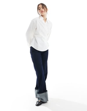 ASOS DESIGN wrap shirt with cocoon sleeve in white
