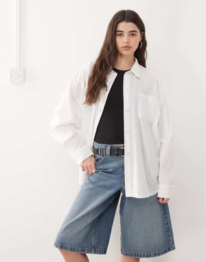 COLLUSION oversized linen look blend shirt in white - WHITE