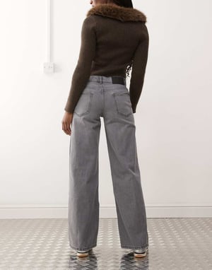 Reclaimed Vintage 88' wide baggy low rise leg jean in grey wash