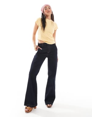 Miss Selfridge flare wide leg jean in indigo wash
