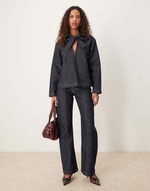 ASOS DESIGN flared jean with twin needle details in rinse wash