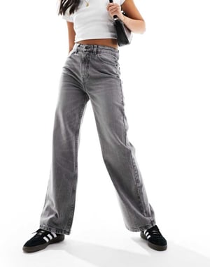 ASOS DESIGN wide leg dad jean in grey