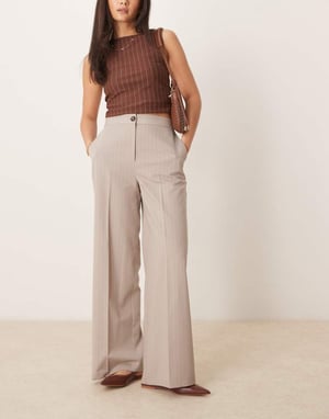 ASOS DESIGN tailored relaxed trousers in mink stripe