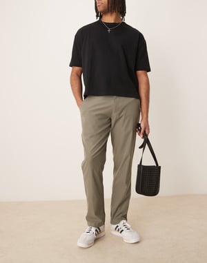 Abercrombie & Fitch straight leg tailored trousers in olive