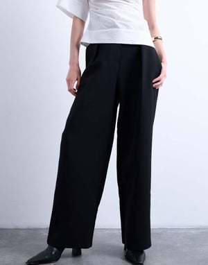 Topshop co ord slouchy clean waist band tailored trouser in black