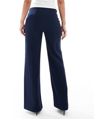 ASOS DESIGN tailored double pocket seam detail trousers in navy