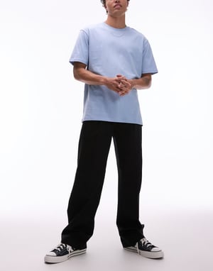 Dickies unionville pleated wide leg work trousers in black